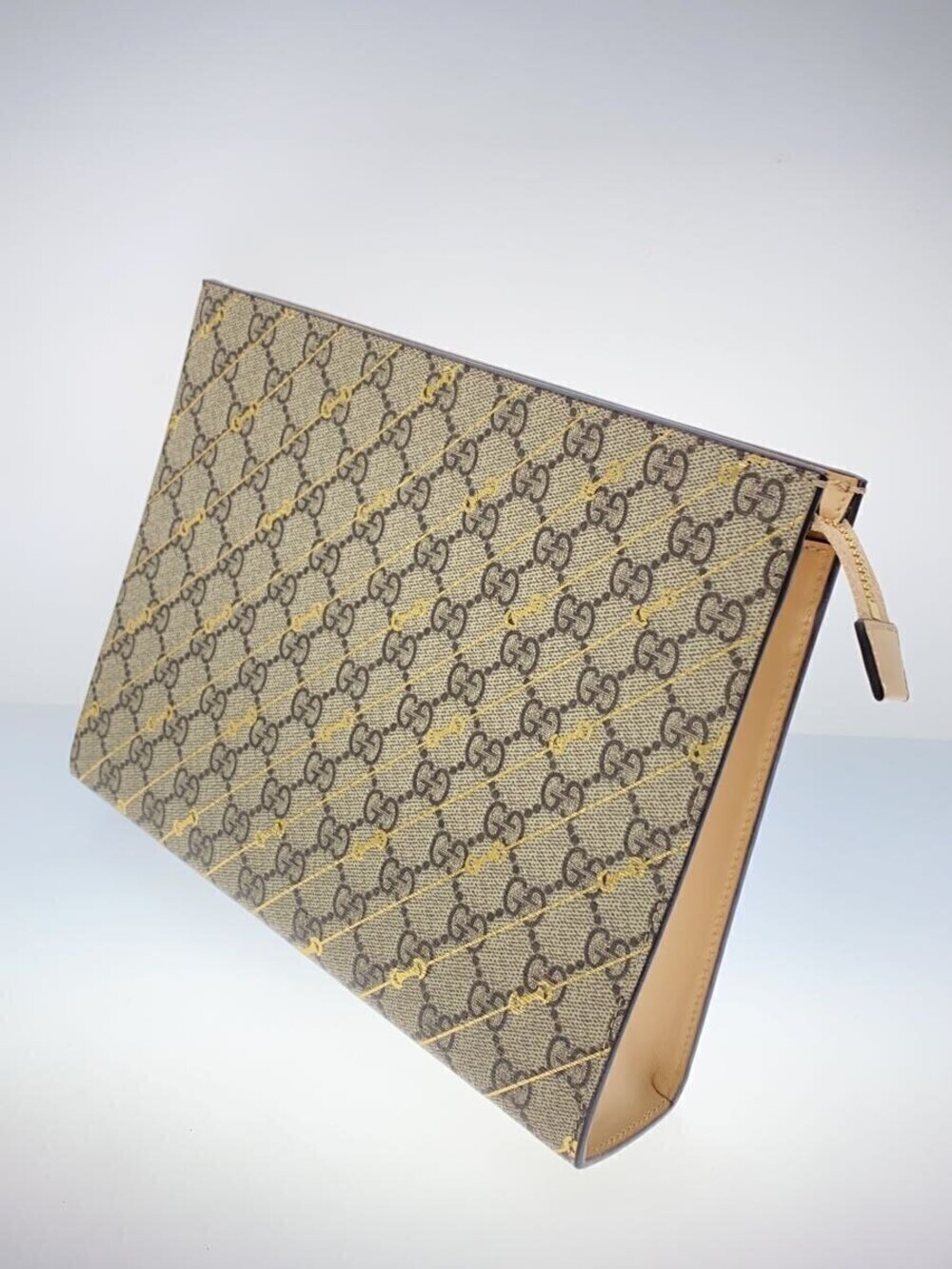 Gucci over All Bag Tan Beige Clutch Tan